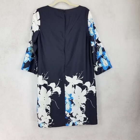 NEW The Limited Luxe Collection L Floral Shift Dress 3/4 Sleeve in Navy Blue - Picture 2 of 13